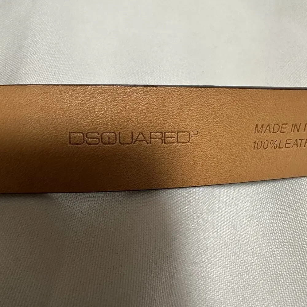 Dsquared2 Women’s Belt Ostrich Leather Brown Size MD Made In Italy